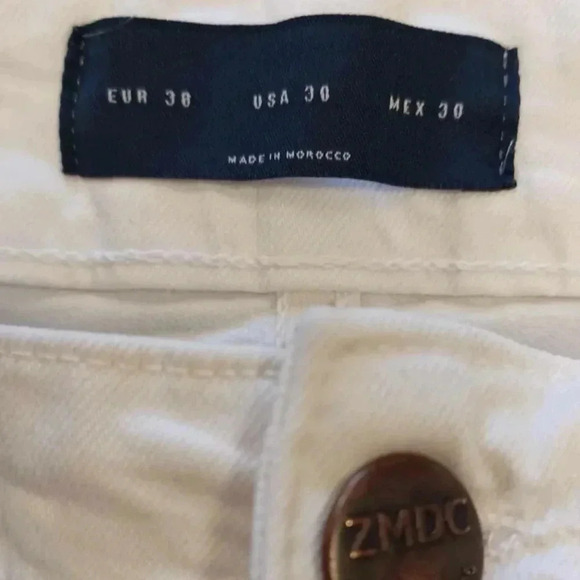 Zara Man ZMDC Skinny Raw Hem Distressed White Stretch Jeans Size 30 - Picture 7 of 9